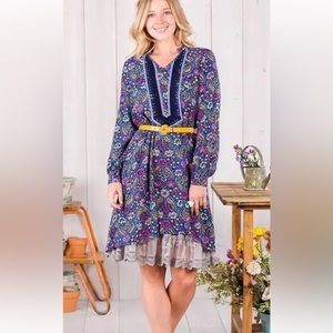 Matilda Jane Women's Thoughts & Dreams Floral Boho Crochet Hi Lo Paisley Dress S
